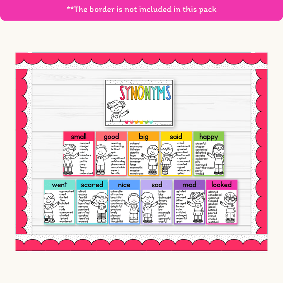 Synonym Posters - Bright Theme - Miss Jacobs Little Learners
