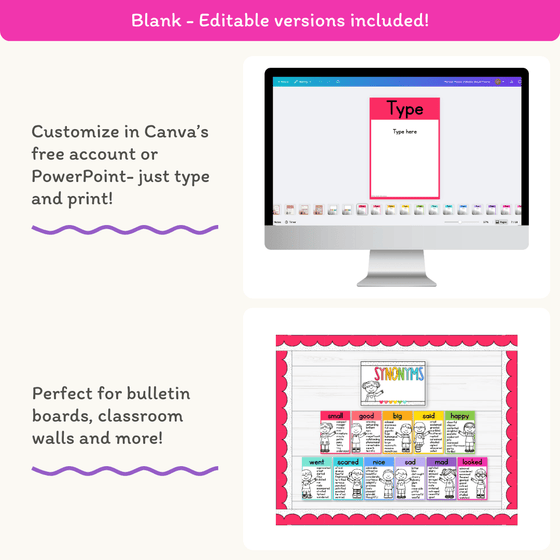 Synonym Posters - Bright Theme - Miss Jacobs Little Learners