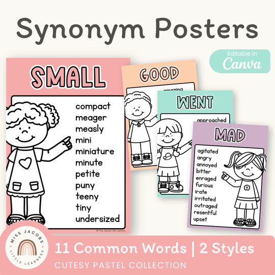 Synonym Posters - Cutesy Pastel English Decor