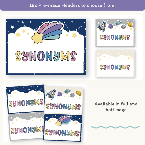 Synonym Posters - Dreamy Space Theme - Miss Jacobs Little Learners