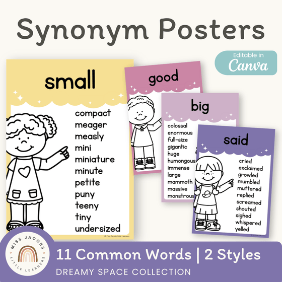 Synonym Posters - Dreamy Space Theme - Miss Jacobs Little Learners