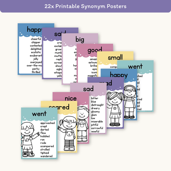 Synonym Posters - Dreamy Space Theme - Miss Jacobs Little Learners