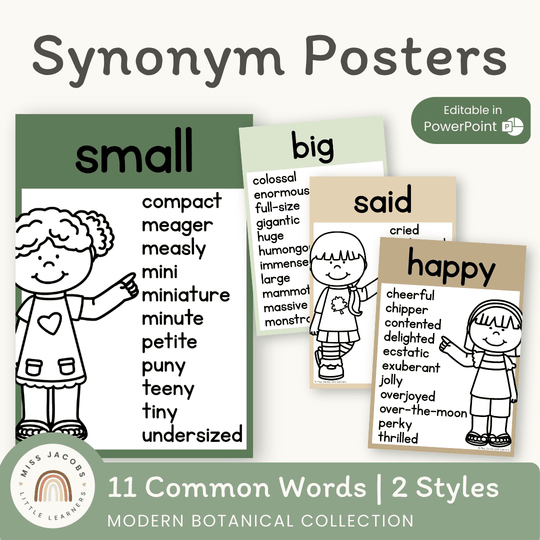 Synonym Posters - Modern Botanical Classroom Decor