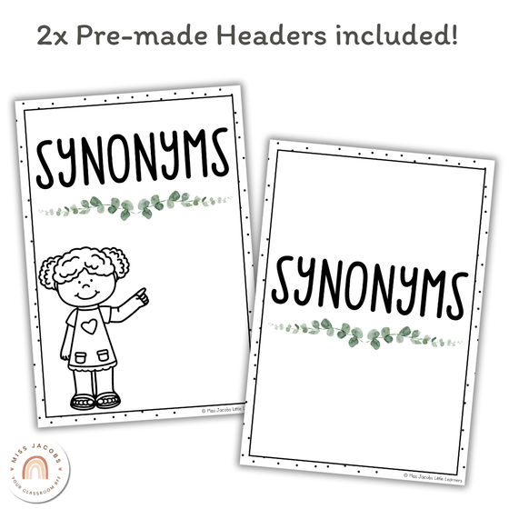 Synonym Posters - Modern Botanical Classroom Decor - Miss Jacobs Little Learners