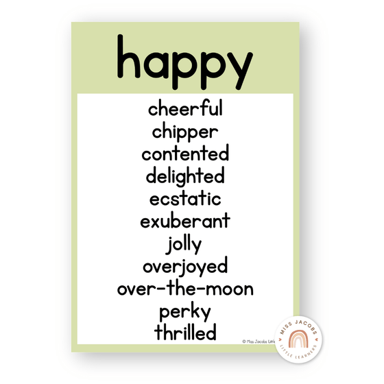 Synonym Posters - Pastel Classroom Theme - Miss Jacobs Little Learners