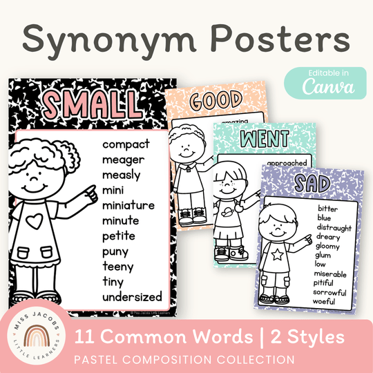 Synonym Posters - Pastel Composition Notebook English Decor