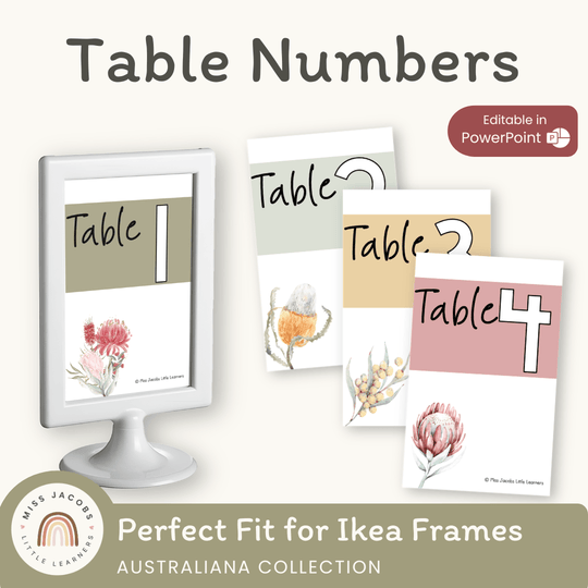Table Numbers - Australiana Classroom Decor