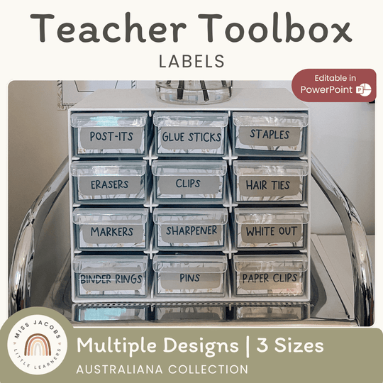 Teacher Toolbox Labels - Australiana Classroom Decor