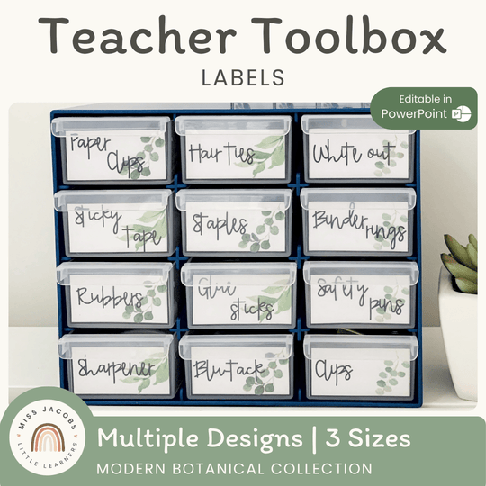 Teacher Toolbox Labels - Botanical Decor
