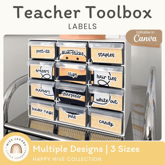 Teacher Toolbox Labels - Happy Hive Classroom Decor
