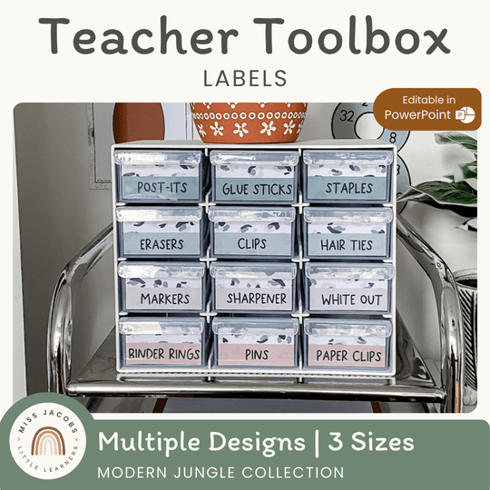 Teacher Toolbox Labels - Modern Jungle Classroom Decor