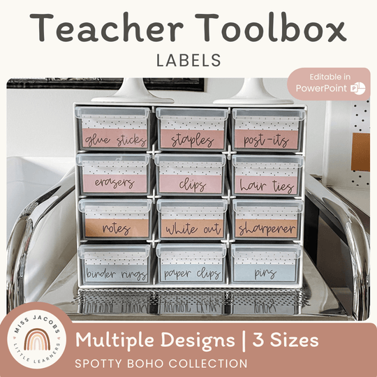 Teacher Toolbox Labels - Spotty Boho Classroom Decor