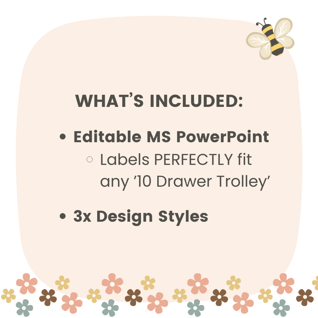 Teacher Trolley Labels for Rolling Cart - Daisy Gingham Neutrals
