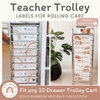 Teacher Trolley Labels for Rolling Cart - Boho Rainbow Decor - Miss Jacobs Little Learners