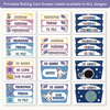Teacher Trolley Labels for Rolling Cart - Dreamy Space Classroom Decor - Miss Jacobs Little Learners