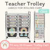 Teacher Trolley Labels for Rolling Cart - Pastel Composition Notebook Classroom Decor - Miss Jacobs Little Learners