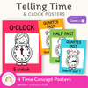 Telling Time and Clock Posters - Bright Math Decor - Miss Jacobs Little Learners