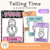 Telling Time and Clock Posters - Cutesy Composition Notebook Math Decor - Miss Jacobs Little Learners
