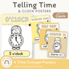 Telling Time and Clock Posters - Happy Hive Math Decor - Miss Jacobs Little Learners