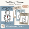 Telling Time and Clock Posters - Modern Ocean Classroom Decor - Miss Jacobs Little Learners