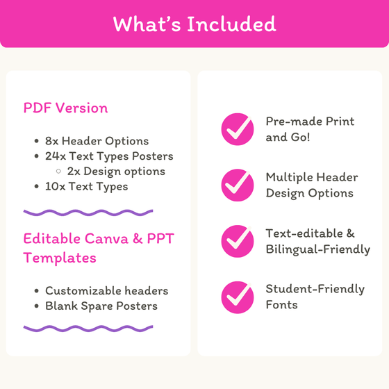 Text Type Posters - Bright Theme - Miss Jacobs Little Learners