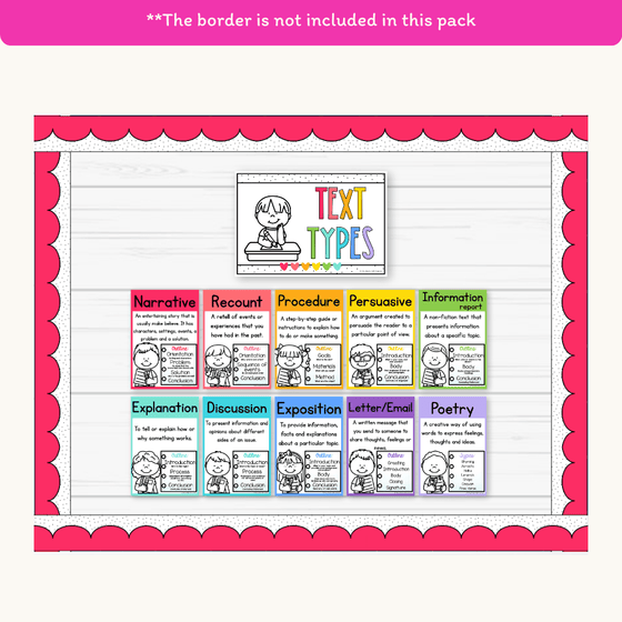 Text Type Posters - Bright Theme - Miss Jacobs Little Learners