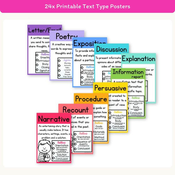 Text Type Posters - Bright Theme - Miss Jacobs Little Learners