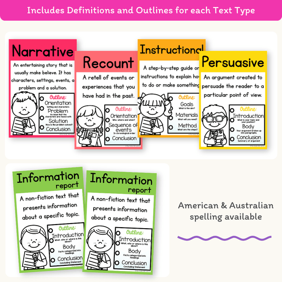 Text Type Posters - Bright Theme - Miss Jacobs Little Learners