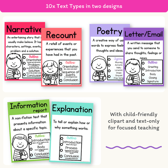 Text Type Posters - Bright Theme - Miss Jacobs Little Learners