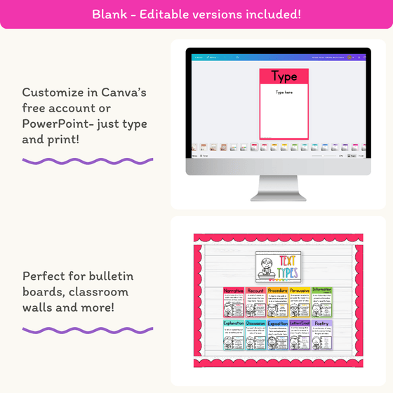 Text Type Posters - Bright Theme - Miss Jacobs Little Learners
