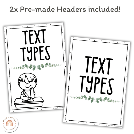 Text Type Posters - Modern Botanical Classroom Decor - Miss Jacobs Little Learners