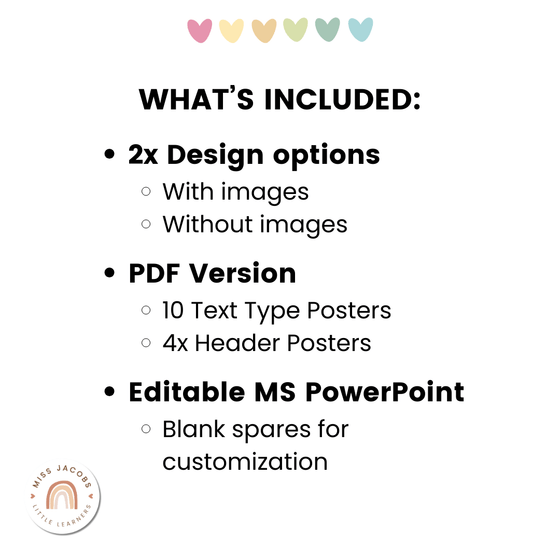 Text Type Posters - Pastel Classroom Theme - Miss Jacobs Little Learners