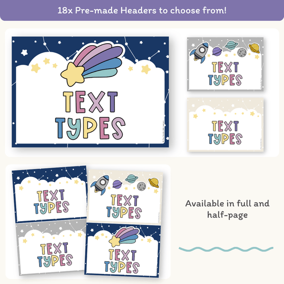 Text Types Posters - Dreamy Space Theme - Miss Jacobs Little Learners