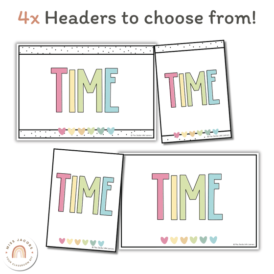 Time and Clock Posters | Pastel Themed Math Classroom Decor | Telling the Time - Miss Jacobs Little Learners