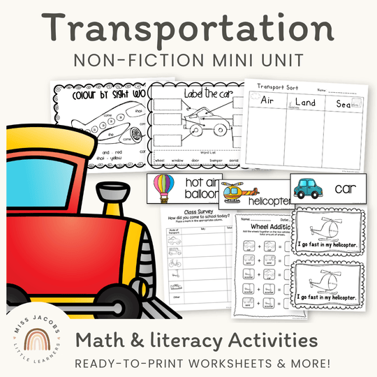 Transportation Unit - Flashcards, Worksheets & Activities