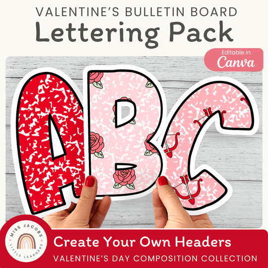 Valentine’s Day Bulletin Board Letters - Composition Notebook Classroom Decor