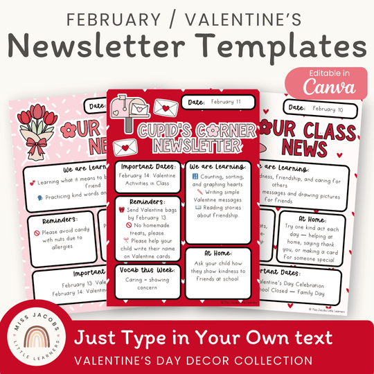 Valentine’s Day Newsletters Templates Classroom Decor