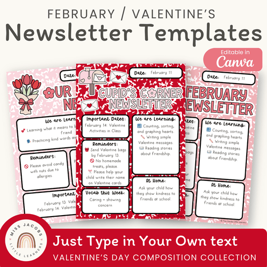 Valentine’s Day Newsletters Templates - Composition Notebook Theme
