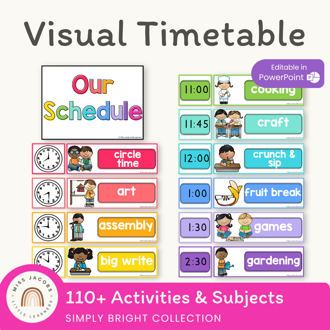 Visual Timetable and Daily Schedule | Simple Brights – Miss Jacobs ...