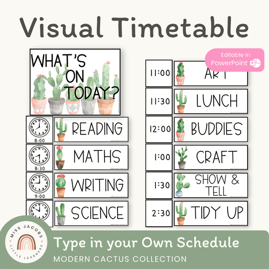 Visual Timetable Daily Schedule - Cactus & Succulent Decor
