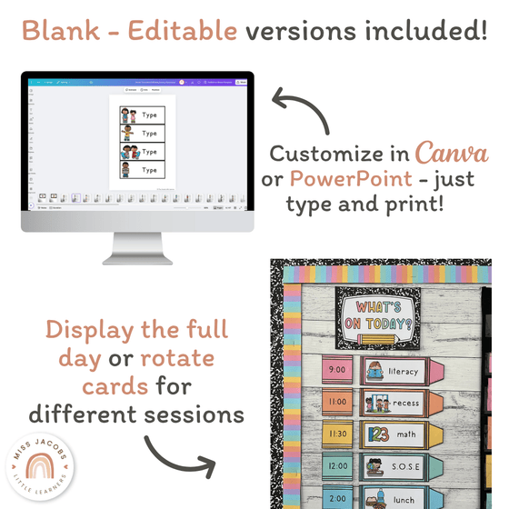 Visual Timetable Daily Schedule - Cutesy Classroom Decor - Miss Jacobs Little Learners