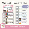 Visual Timetable Daily Schedule - Daisy Gingham Pastels Decor - Miss Jacobs Little Learners