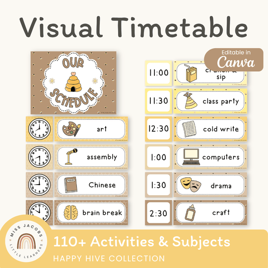 Visual Timetable Daily Schedule - Happy Hive Classroom Decor