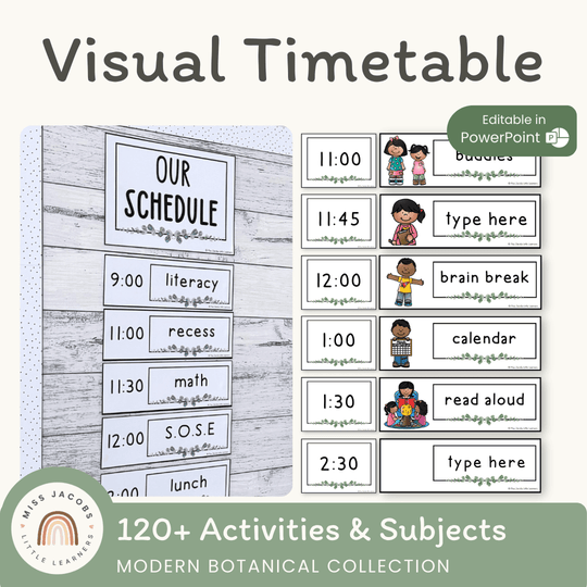 Visual Timetable Daily Schedule - Modern Botanical Classroom Decor