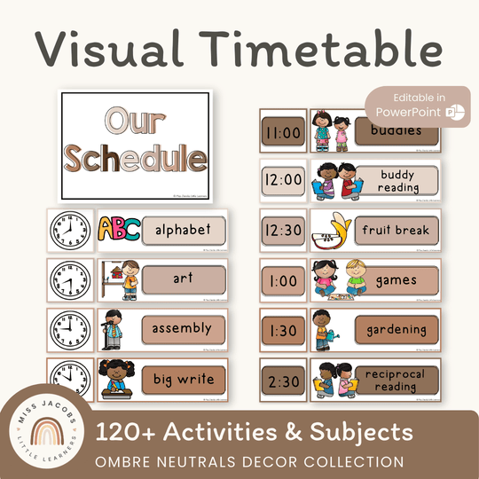 Visual Timetable Daily Schedule - Ombre Neutrals Classroom Decor