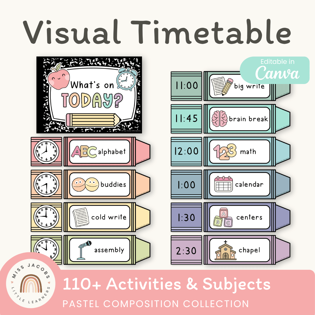 Visual Timetable Daily Schedule - Pastel Composition Decor – Miss ...