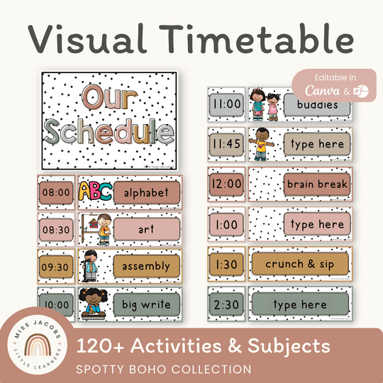 Visual Timetable Daily Schedule - Spotty Boho Classroom Decor