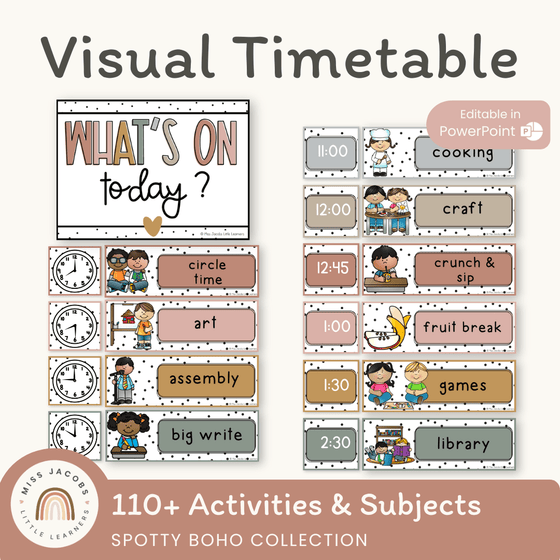 Visual Timetable Daily Schedule - Spotty Boho Classroom Decor – Miss ...