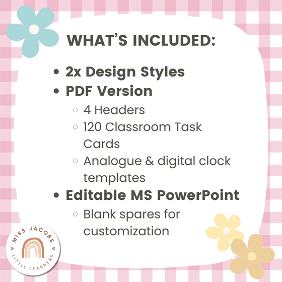 Visual Timetable | Daisy Gingham Pastels Classroom Decor | Editable - Miss Jacobs Little Learners