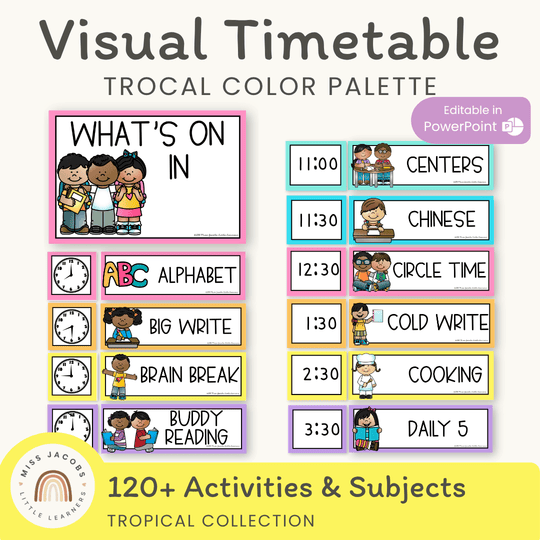 Visual Timetable | Editable | Tropical Colour Palette
